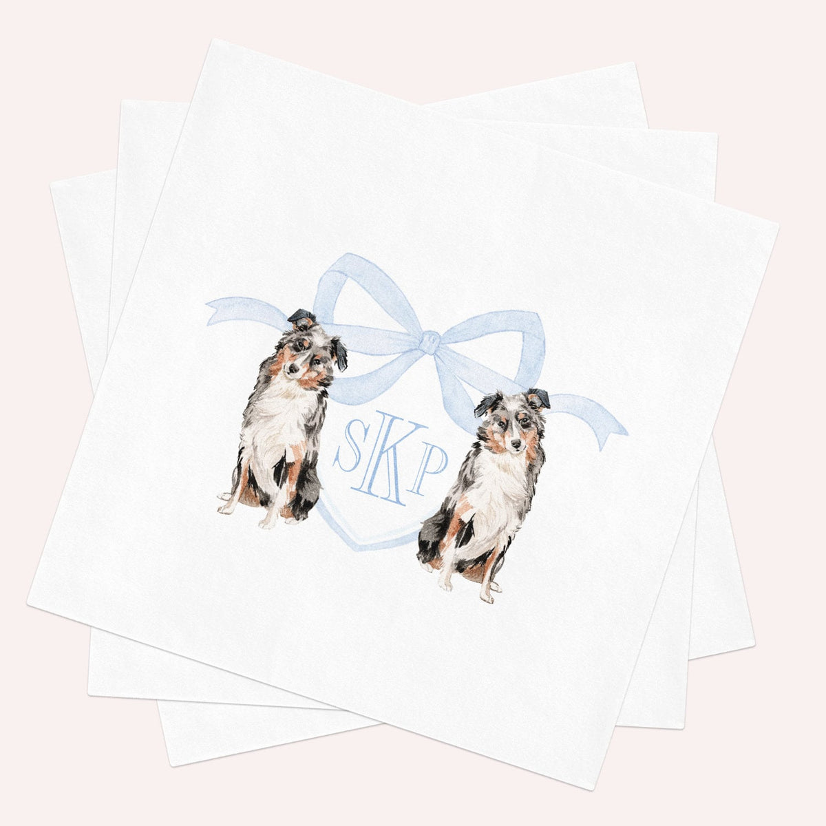 Australian Shepherd Baby Shower Napkins: Custom Monogrammed Cocktail Napkins