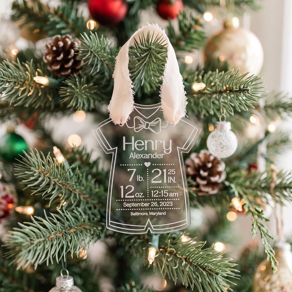 Baby Boy First Christmas Birth Stats Ornament - image 1