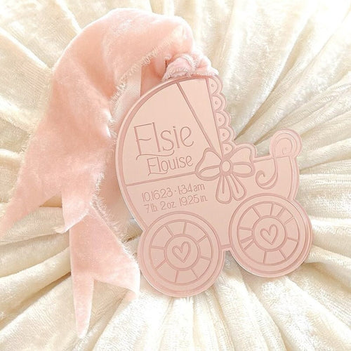 Baby Girl First Christmas Birth Stats Ornament - image 2