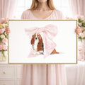 Bassett Hound Monogram Nursery Print: Pink Bow Girl Room Decor - image 1