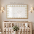 Beige Gingham Over Crib Name Print for Baby Boy Nursery - image 1
