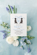 Black Lab Baby Shower Invitation: Watercolor Crest, Blue Monogram | Digital File