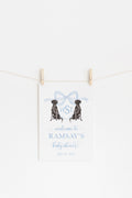 Black Labrador watercolor crest baby shower welcome sign