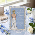 Blonde chinoiserie bride printed bridal shower invitations