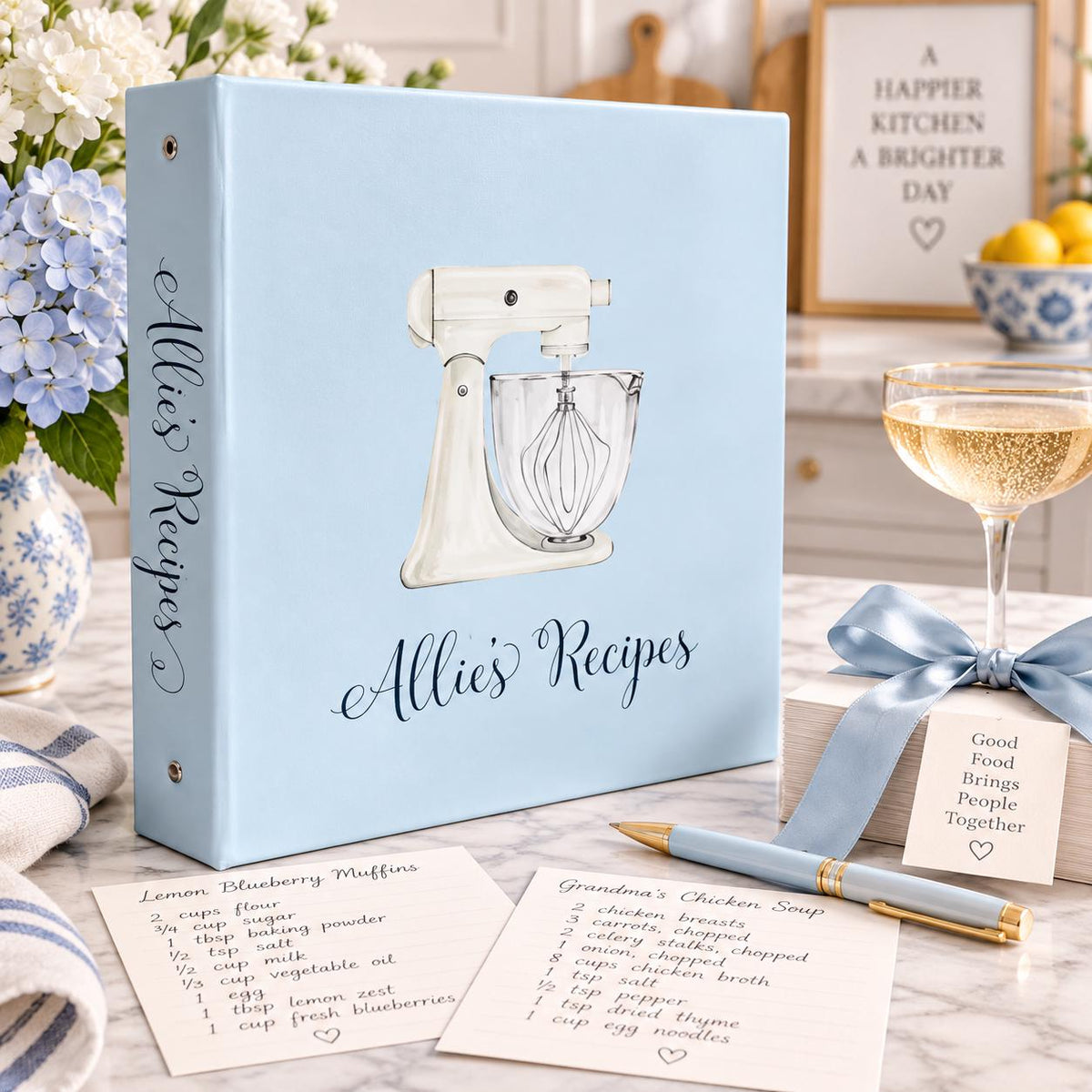 Blue 3-Ring Bridal Recipe Binder - image 1