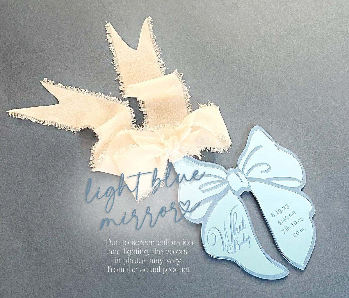 Blue Bow Baby Boy Birth Stats Ornament - image 1