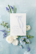 Blue Bow Baby Shower Invitations Watercolor Sprinkle Invite for Boy Sip and See printed invitation