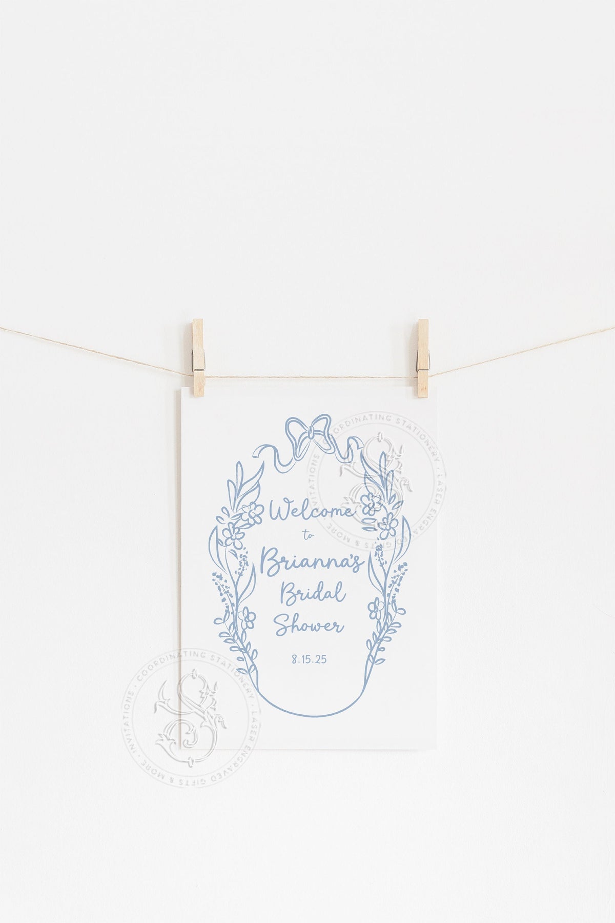 Blue Bow Bridal Shower Welcome Sign