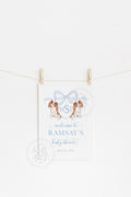 Blue Cavalier King Charles Spaniel Baby Shower Welcome Sign
