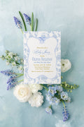 Blue chinoiserie boy digital baby shower invitation