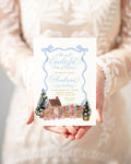 Blue Christmas Gingerbread First Birthday Invitation printed children's birthday invitation