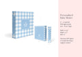 Blue gingham personalized baby boy memory book binder