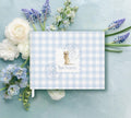 Blue Gingham Golden Retriever Baby Shower Guest Book - image 1