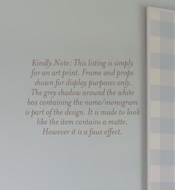 Blue Gingham Monogram Print: Baby Boy Nursery Wall Art - image 2