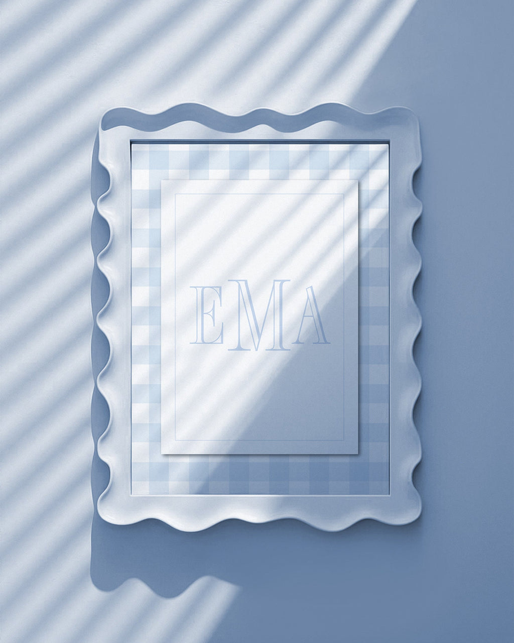 Blue Gingham Monogram Print: Boy Nursery Wall Art - image 2