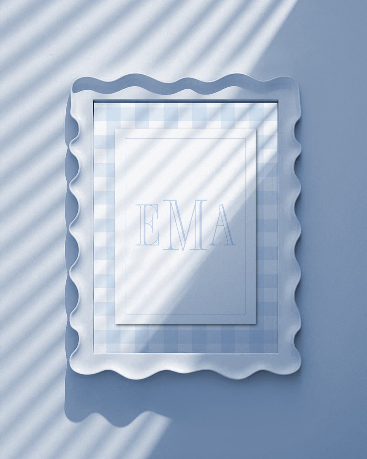Blue Gingham Monogram Print: Boy Nursery Wall Art - image 2
