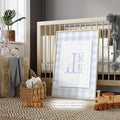 Blue Gingham Monogram Wall Art: Baby Boy Nursery Decor - image 1