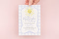 Blue gingham sunshine printed baby shower invitations