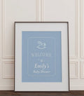 Blue Rocking Horse Baby Shower Welcome Sign