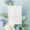 Blue Scallop Frame Baby Boy Shower Invitation | Digital File