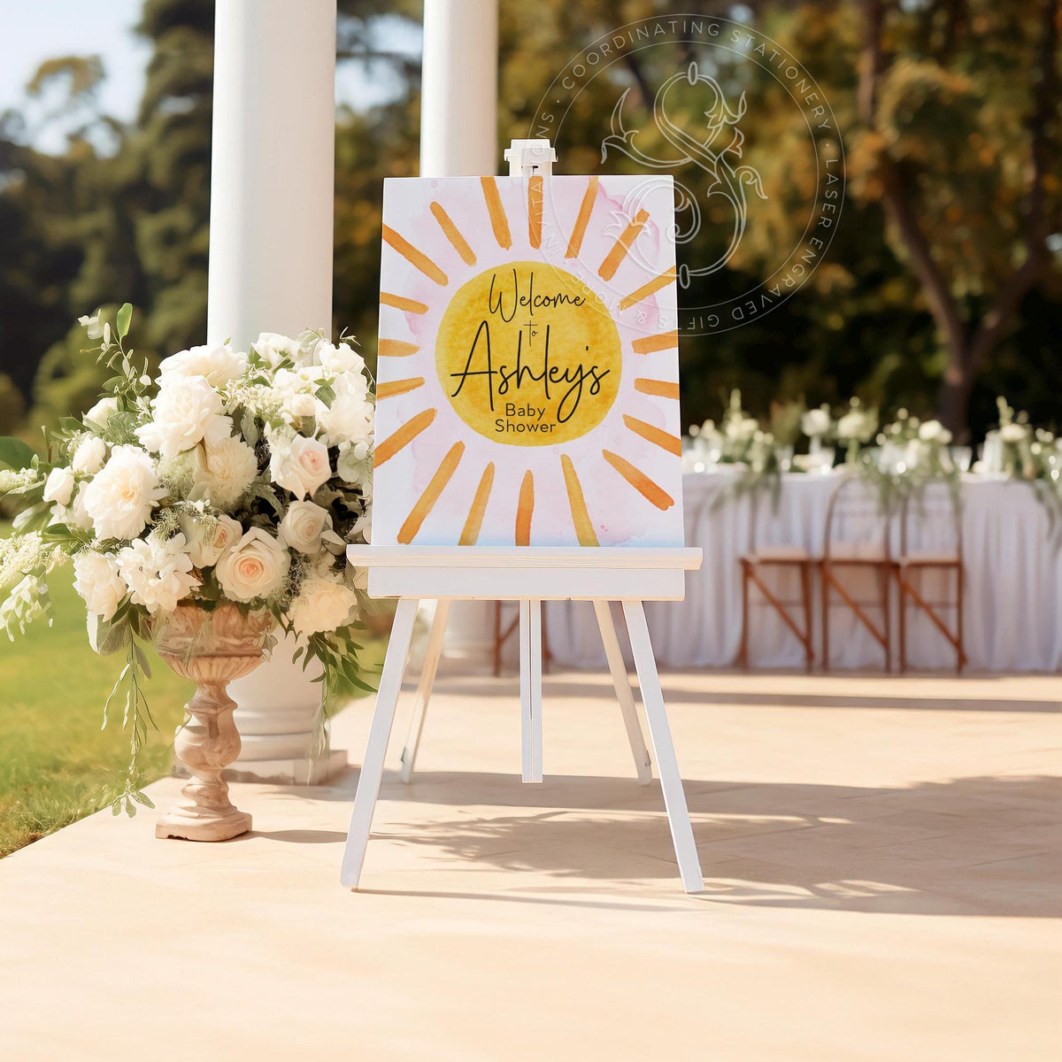 Boho Pink Sunshine Baby Shower Welcome Sign