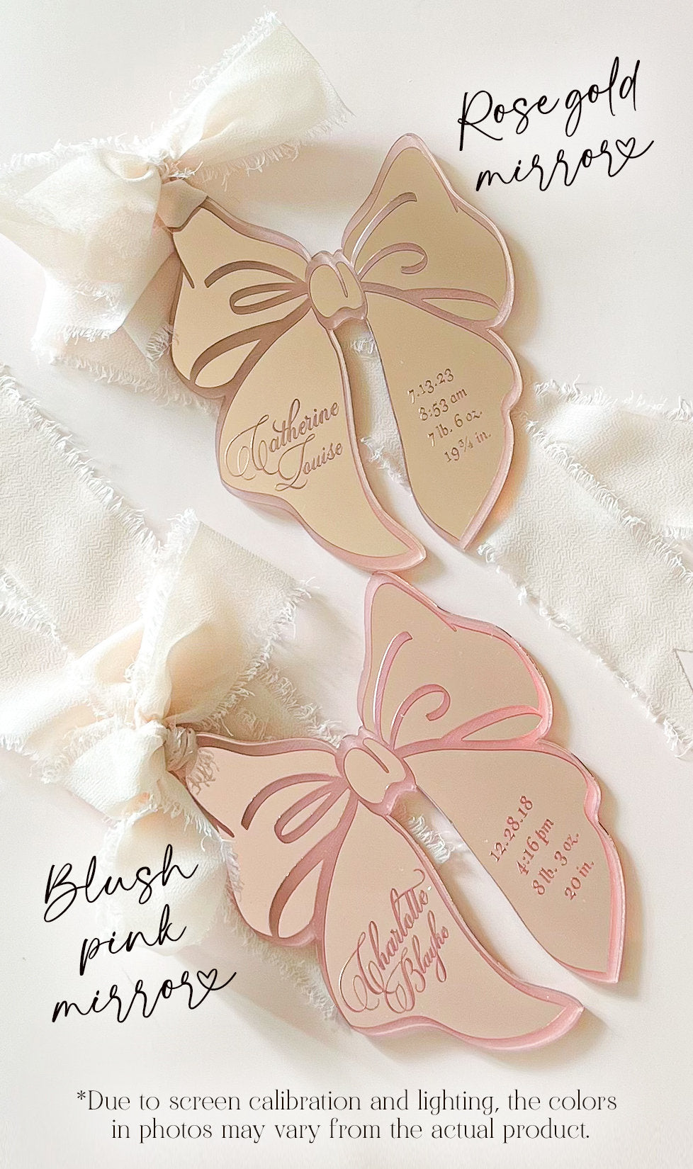 Bow Baby Birth Stats Christmas Ornament - image 2