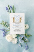 Boy Baby Shower Invitation: Watercolor Crest, Golden Retriever | Digital File