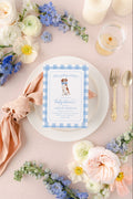 Brittany Spaniel blue gingham digital baby shower invitation