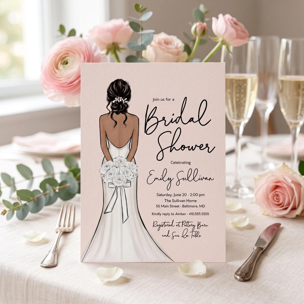 Brunch and Bubbly digital bridal shower invitation second design