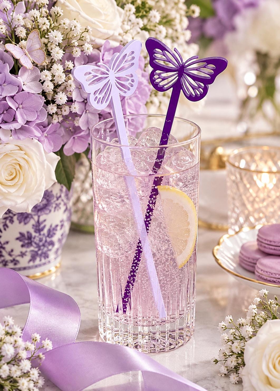 Butterfly acrylic cocktail stirrers for baby shower and garden party