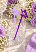 Butterfly acrylic drink stirrers in lilac