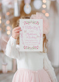 Butterfly Pink Bow Floral Birthday Invitation printed children's birthday invitation