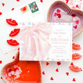 Candy hearts pink bow Valentine's Day printed baby shower invitations