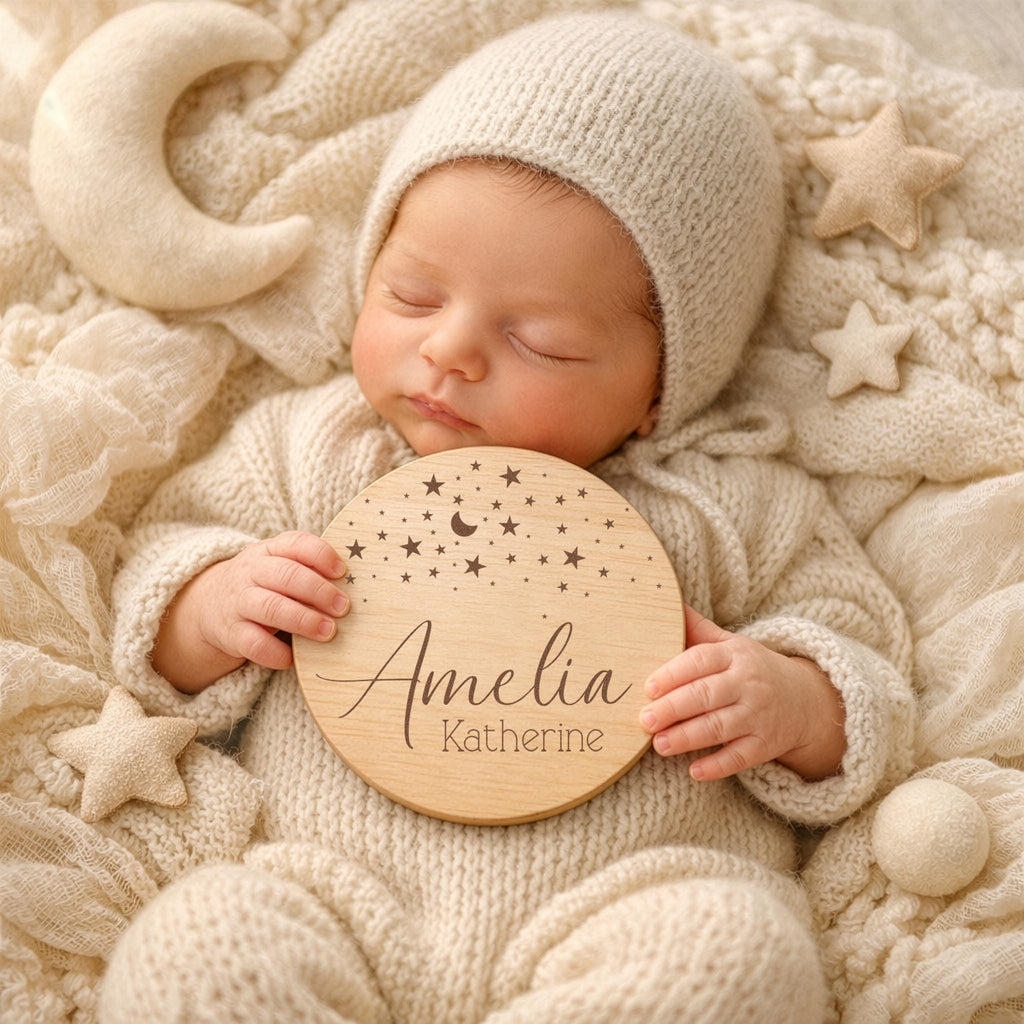 Moon & Stars Baby Name Sign - image 1
