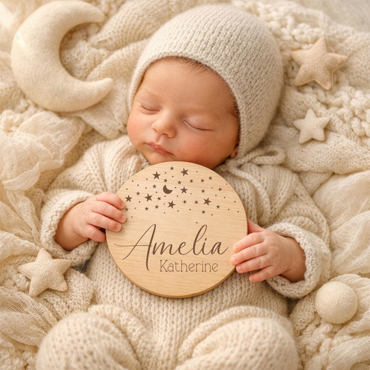 Moon & Stars Baby Name Sign - image 1