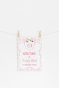 Cherry Pink Gingham First Birthday Welcome Sign