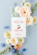Cherry Watercolor Girl First Birthday Invitation printed children's birthday invitation