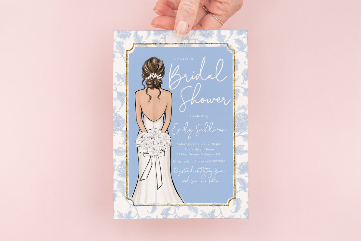 Chinoiserie bride printed bridal shower invitations