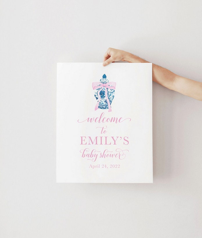 Chinoiserie Ginger Jar Baby Shower Welcome Sign
