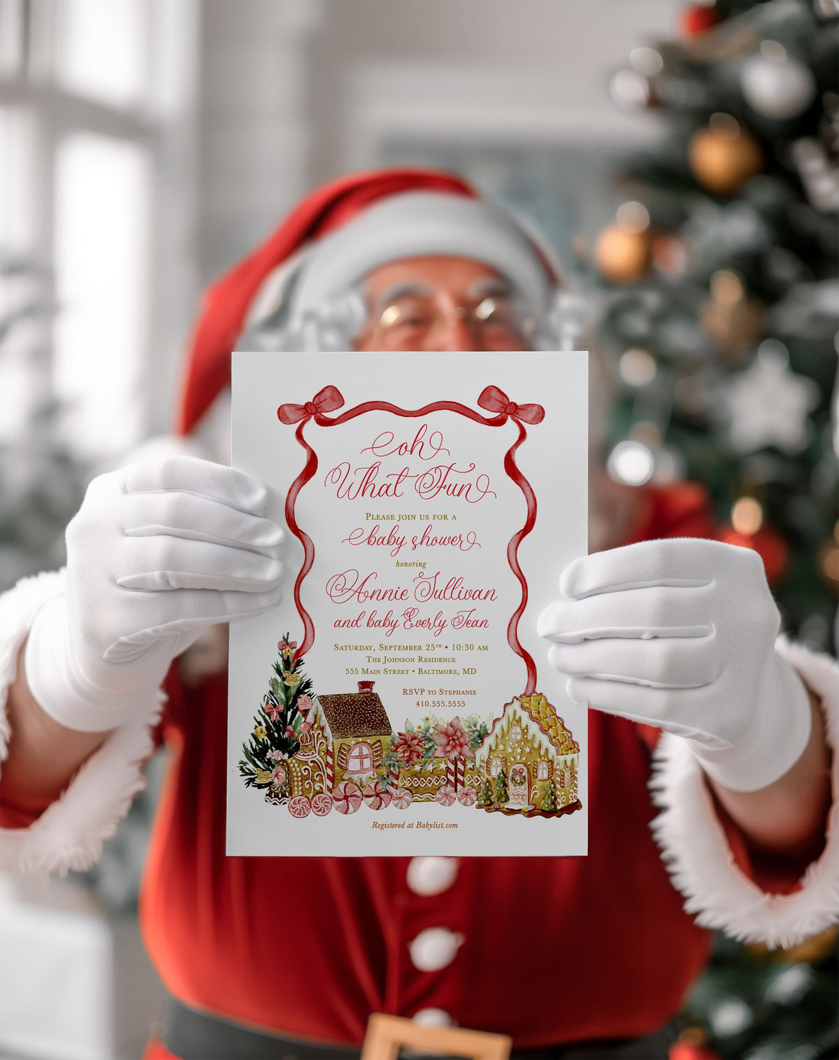 Christmas Gingerbread Baby Shower Invitations: Winter Sprinkle printed invitation
