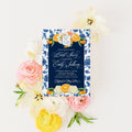 Citrus orange monogram printed bridal shower invitations