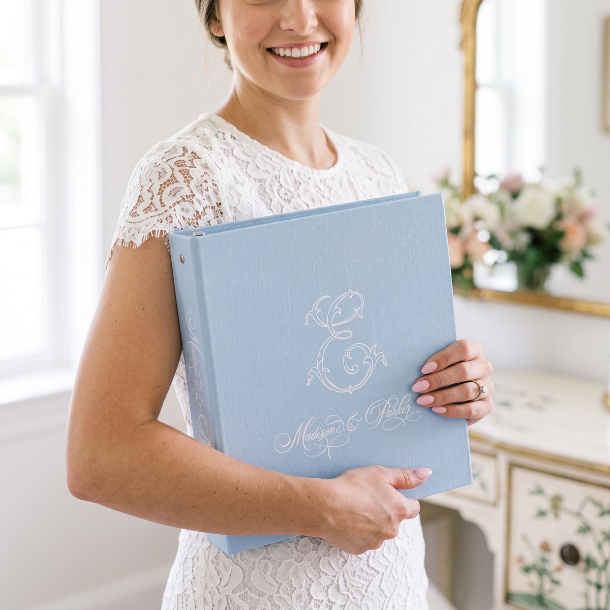 Classic blue personalized wedding planner binder