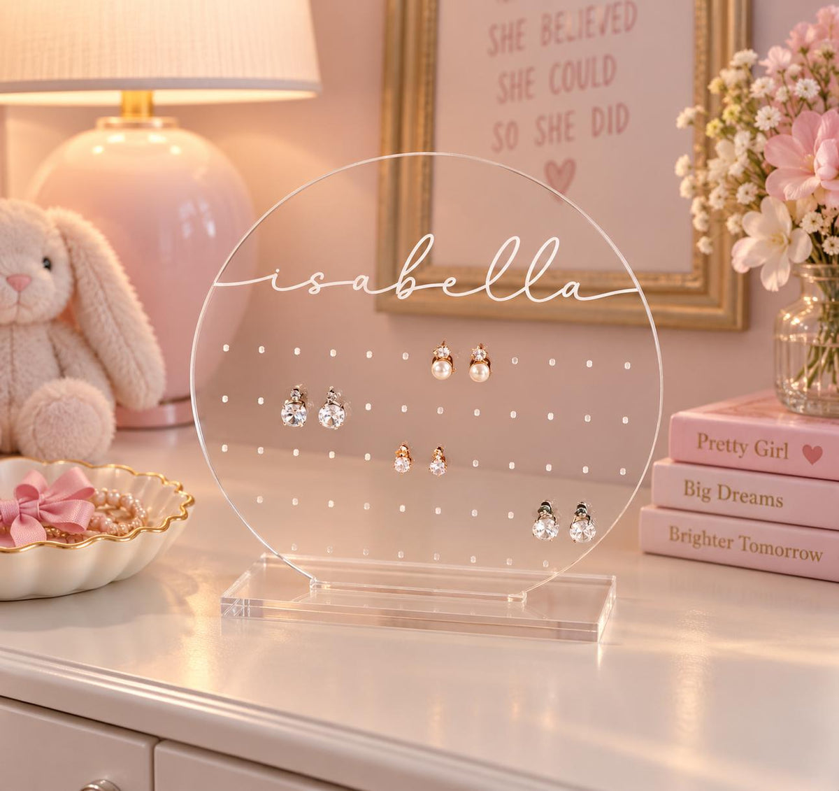 Personalized Clear Acrylic Earring Holder - image 1