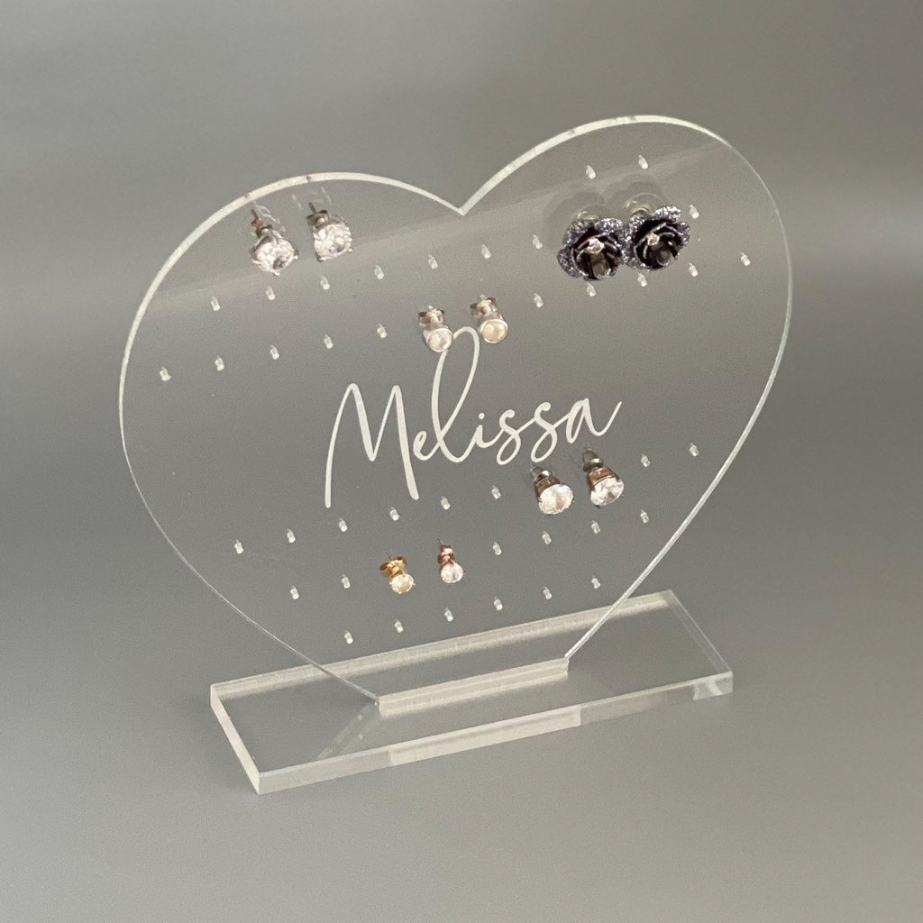 Personalized Clear Heart Earring Holder - image 1