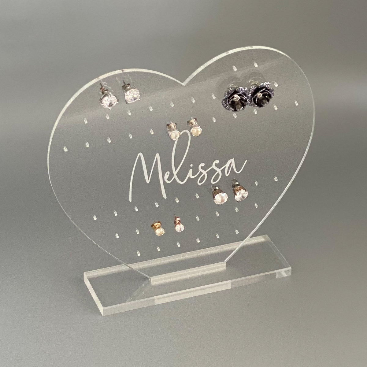 Personalized Clear Heart Earring Holder - image 1