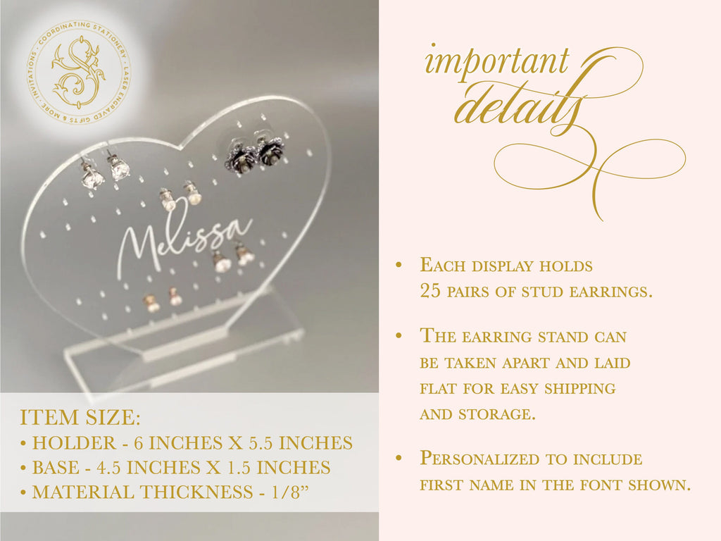 Personalized Clear Heart Earring Holder - image 2