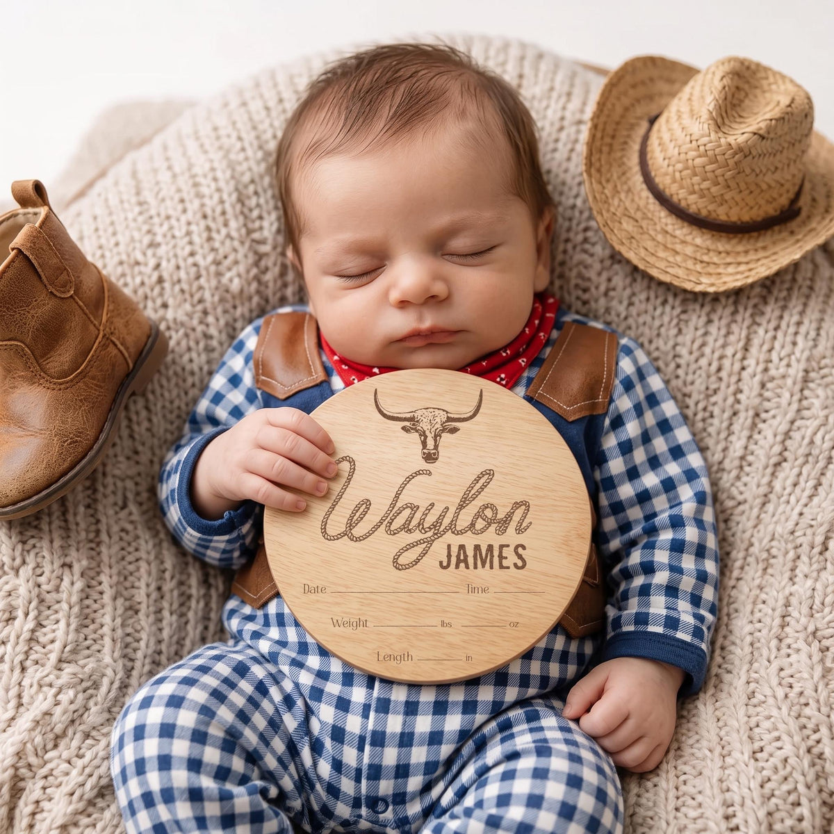 Cowboy Baby Birth Stats Sign - image 2