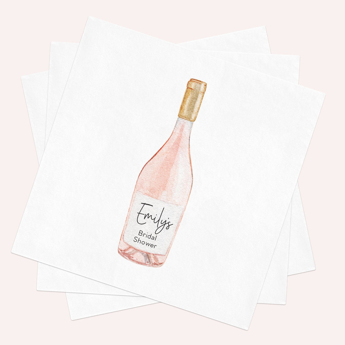 Custom Bridal Shower Napkins: Rosé All Day, Personalized Paper Napkins