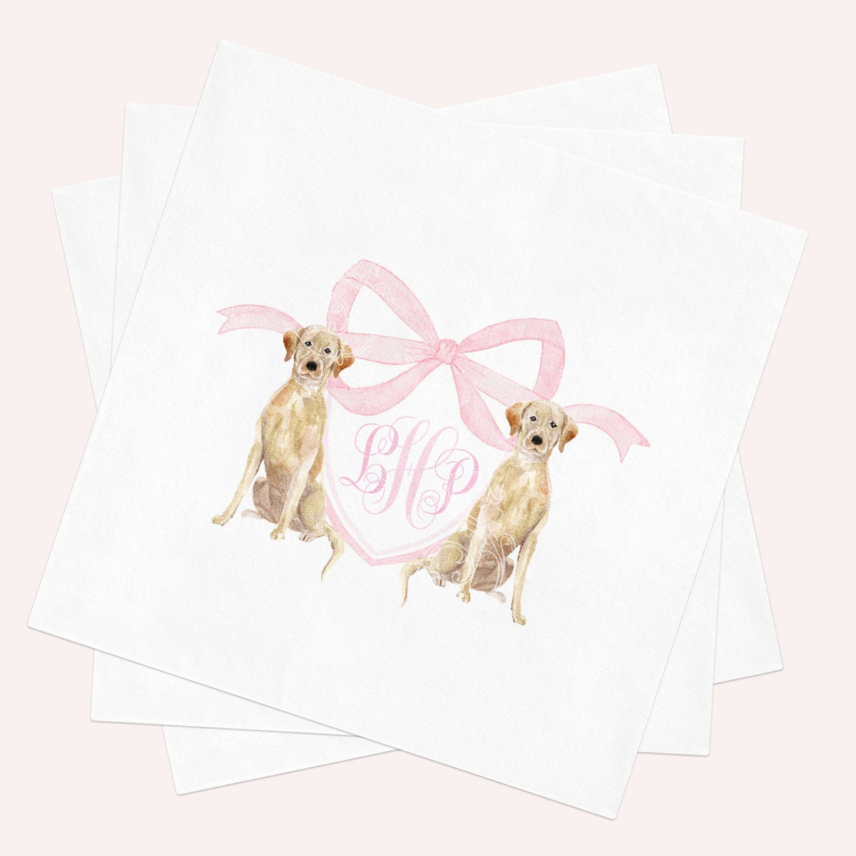Custom Labrador Retriever Crest Napkins: Monogram Baby Shower