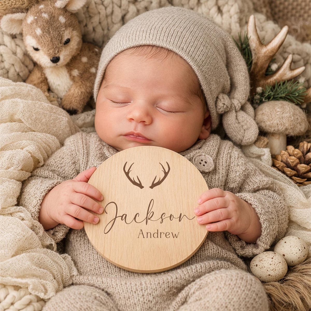 Deer Antler Baby Boy Name Sign - image 1
